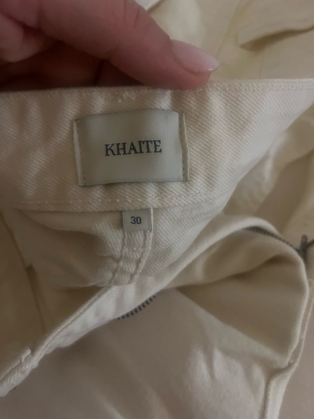 KHAITE Wide Leg Cream Trousers - Picture 3 of 4